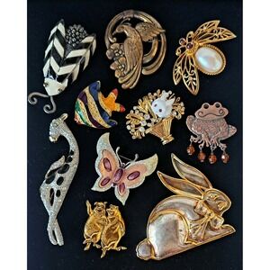 Vintage Figural Animal Brooch Pin Lot~ 10